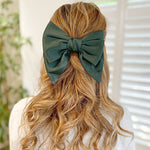 Load image into Gallery viewer, QueenMee Green Satin Hair Bow Green Hair Clip
