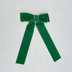 Load image into Gallery viewer, QueenMee Green Velvet Hair Bow Dark Green Hair Clip Alligator Clip
