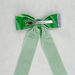 Load image into Gallery viewer, QueenMee Green Velvet Hair Bow Light Green Hair Clip Alligator Clip
