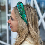 Load image into Gallery viewer, QueenMee Green Headpiece Wedding Headband Races Headpiece Crystal
