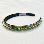 Load image into Gallery viewer, QueenMee Green Sparkly Headband Green Slim Hair Band Crystal
