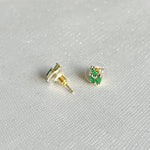 Load image into Gallery viewer, QueenMee Green Stud Earrings Gold Earrings with Crystal
