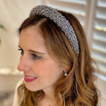 Load image into Gallery viewer, QueenMee Grey Sparkly Headband Beaded Headband
