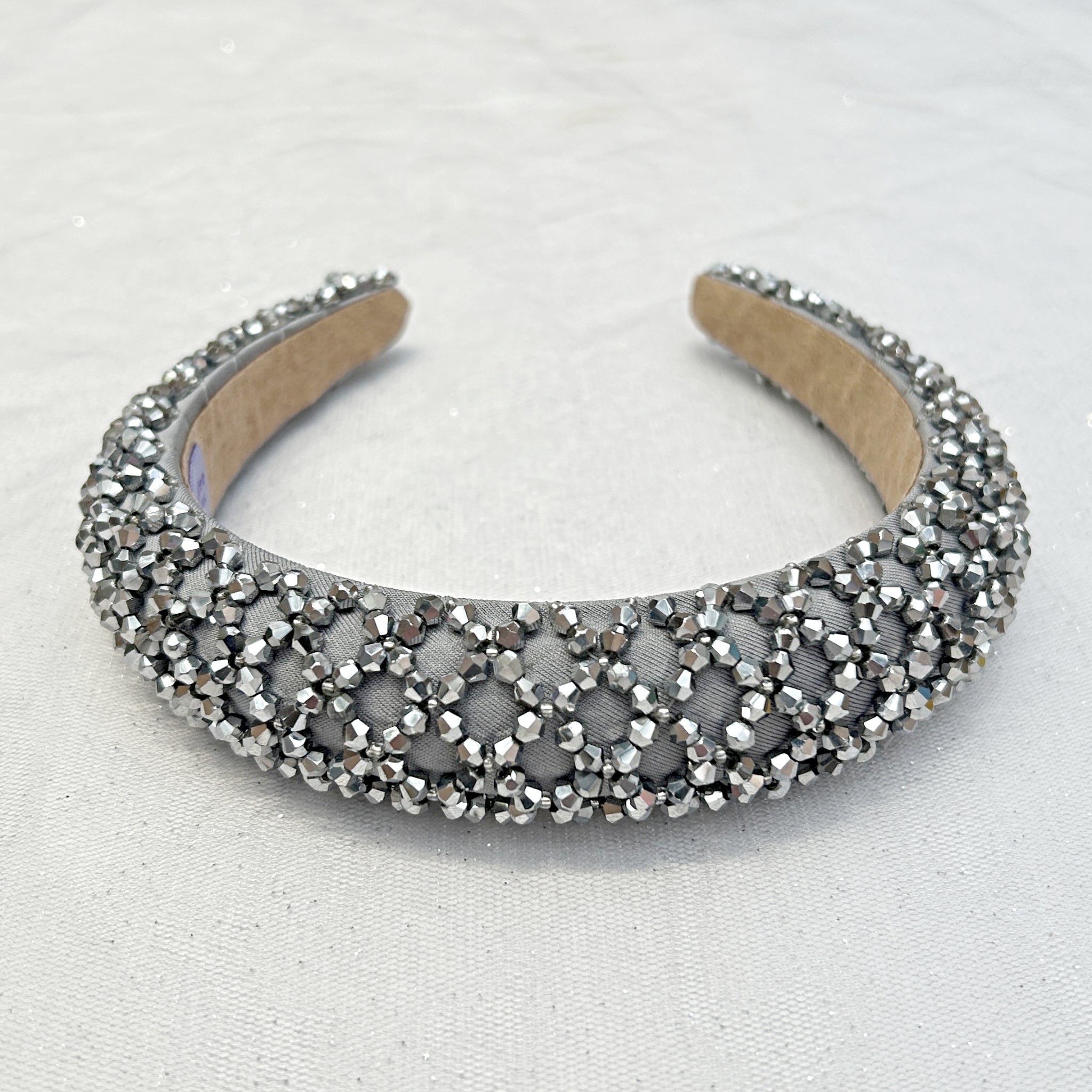 QueenMee Grey Sparkly Headband Beaded Headband