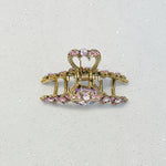 Load image into Gallery viewer, QueenMee Hair Clamp in Pink Hair Claw Clip with Crystal Gold
