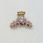 Load image into Gallery viewer, QueenMee Hair Clamp in Pink Hair Claw Clip with Crystal Gold
