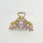 Load image into Gallery viewer, QueenMee Hair Clamp in Pink Hair Claw Clip with Crystal Gold
