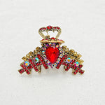 Load image into Gallery viewer, QueenMee Hair Clamp in Red Hair Claw Clip with Crystal Gold
