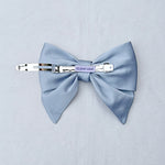 Load image into Gallery viewer, QueenMee Light Blue Satin Hair Bow Light Blue Hair Clip
