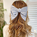 Load image into Gallery viewer, QueenMee Light Blue Satin Hair Bow Light Blue Hair Clip
