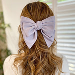 Load image into Gallery viewer, QueenMee Lilac Satin Hair Bow Lilac Hair Clip
