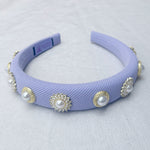 Load image into Gallery viewer, QueenMee Lilac Headband with Pearls Lilac Pearl Headband
