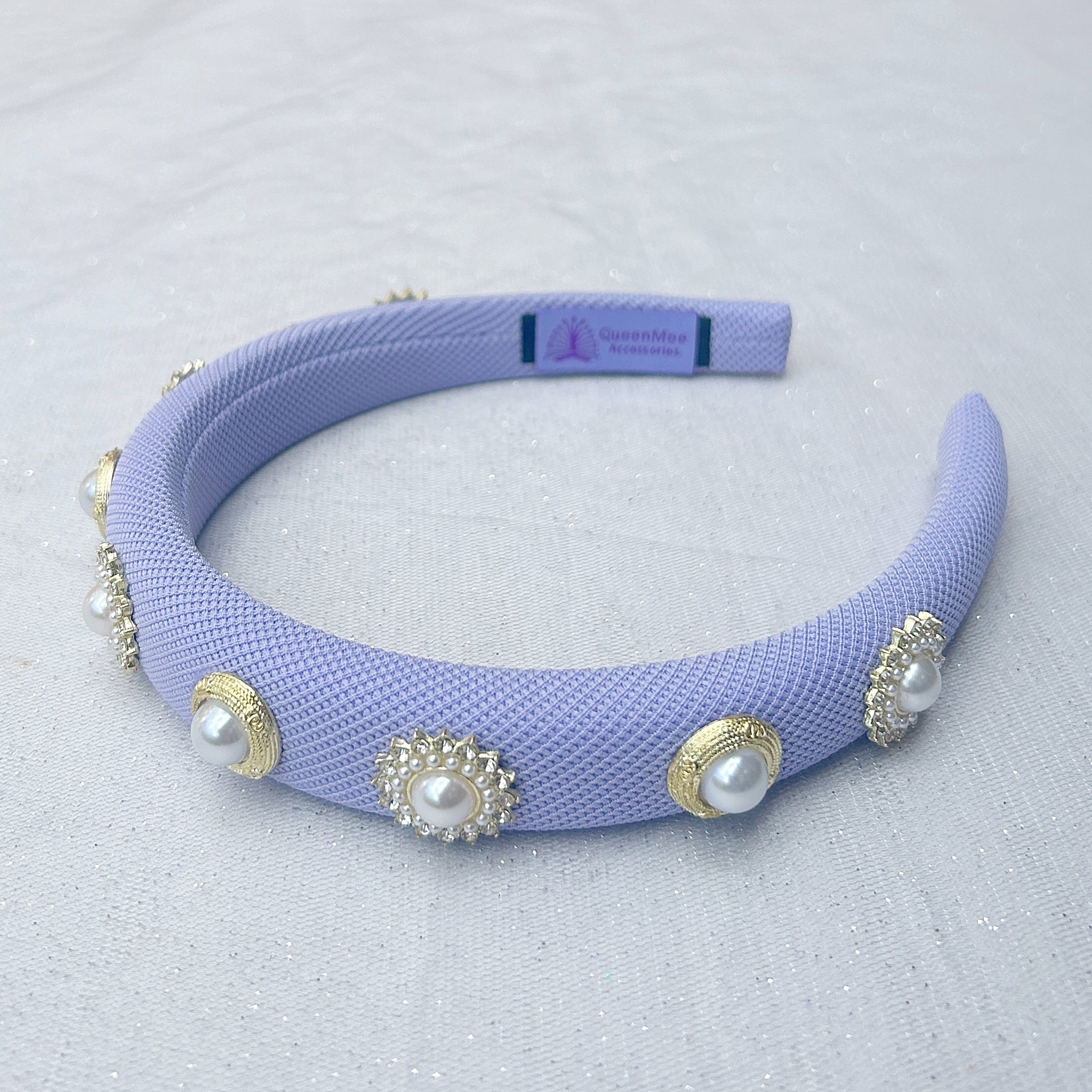 QueenMee Lilac Headband with Pearls Lilac Pearl Headband