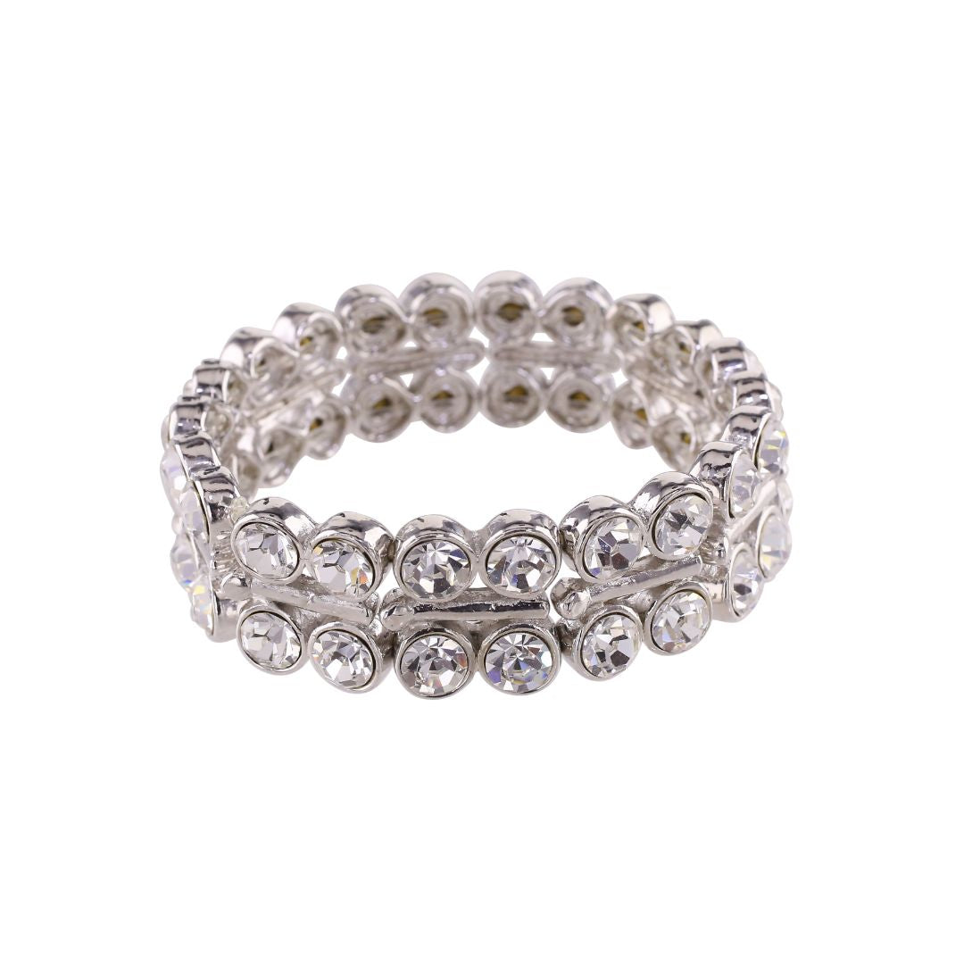 loveRocks Crystal Chunky Stretch Bracelet Silver Tone