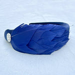 Load image into Gallery viewer, QueenMee Navy Headpiece Races Headband Feather Fascinator Headband
