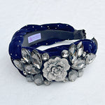 Load image into Gallery viewer, QueenMee Navy Races Headpiece Floral Headpiece
