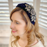 Load image into Gallery viewer, QueenMee Navy Races Headpiece Floral Headpiece
