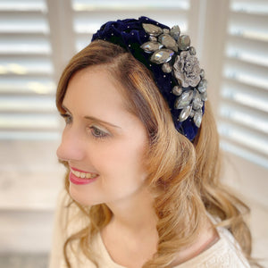 QueenMee Navy Races Headpiece Floral Headpiece