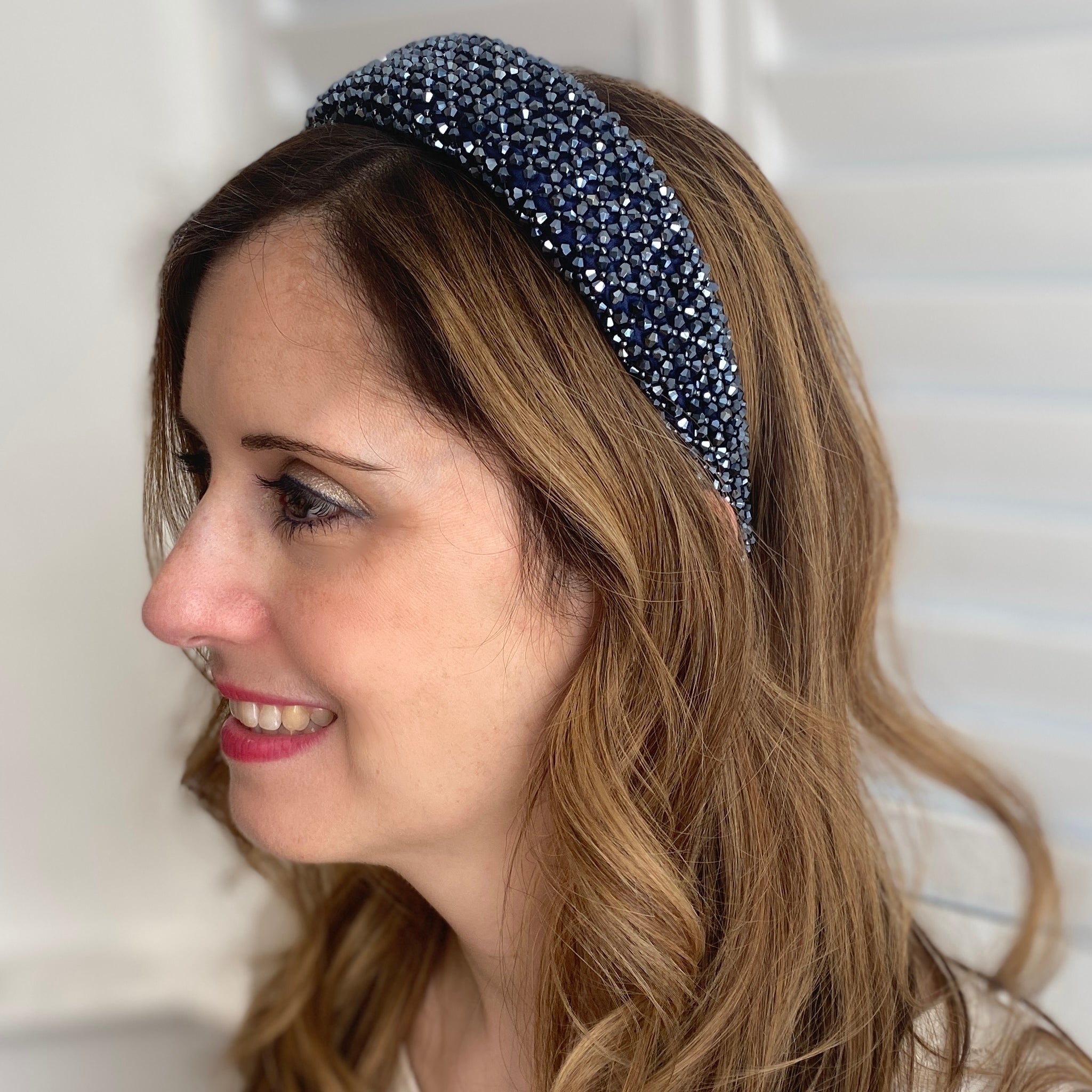 QueenMee Navy Sparkly Hair Band Wide Headband