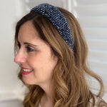 Load image into Gallery viewer, QueenMee Navy Sparkly Hair Band Wide Headband
