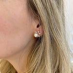 Load image into Gallery viewer, QueenMee Pearl Stud Earrings with Crystal Vintage Inspired Earrings
