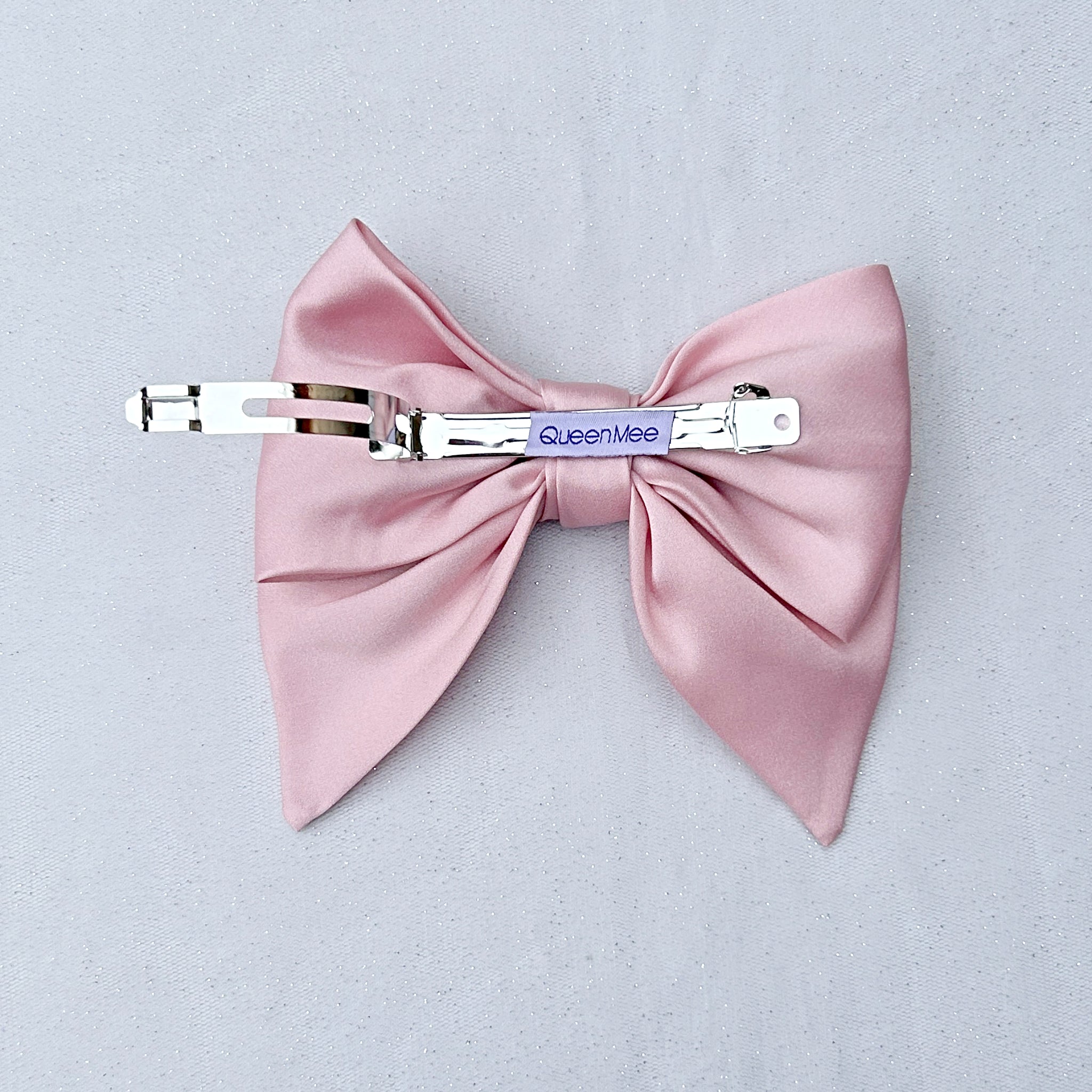 QueenMee Pink Satin Hair Bow Pink Hair Clip