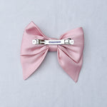 Load image into Gallery viewer, QueenMee Pink Satin Hair Bow Pink Hair Clip
