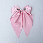 Load image into Gallery viewer, QueenMee Pink Satin Hair Bow Pink Hair Clip Long Bow
