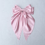 Load image into Gallery viewer, QueenMee Pink Satin Hair Bow Pink Hair Clip Long Bow
