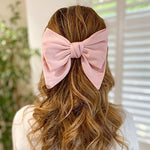 Load image into Gallery viewer, QueenMee Pink Satin Hair Bow Pink Hair Clip
