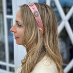 Load image into Gallery viewer, QueenMee Pink Headband with Pearls Pink Hair Band Jewelled Headband
