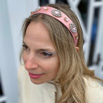 Load image into Gallery viewer, QueenMee Pink Headband with Pearls Pink Hair Band Jewelled Headband
