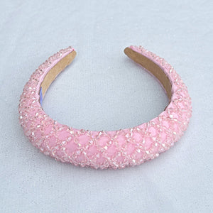 QueenMee Pink Sparkly Headband Beaded Headband