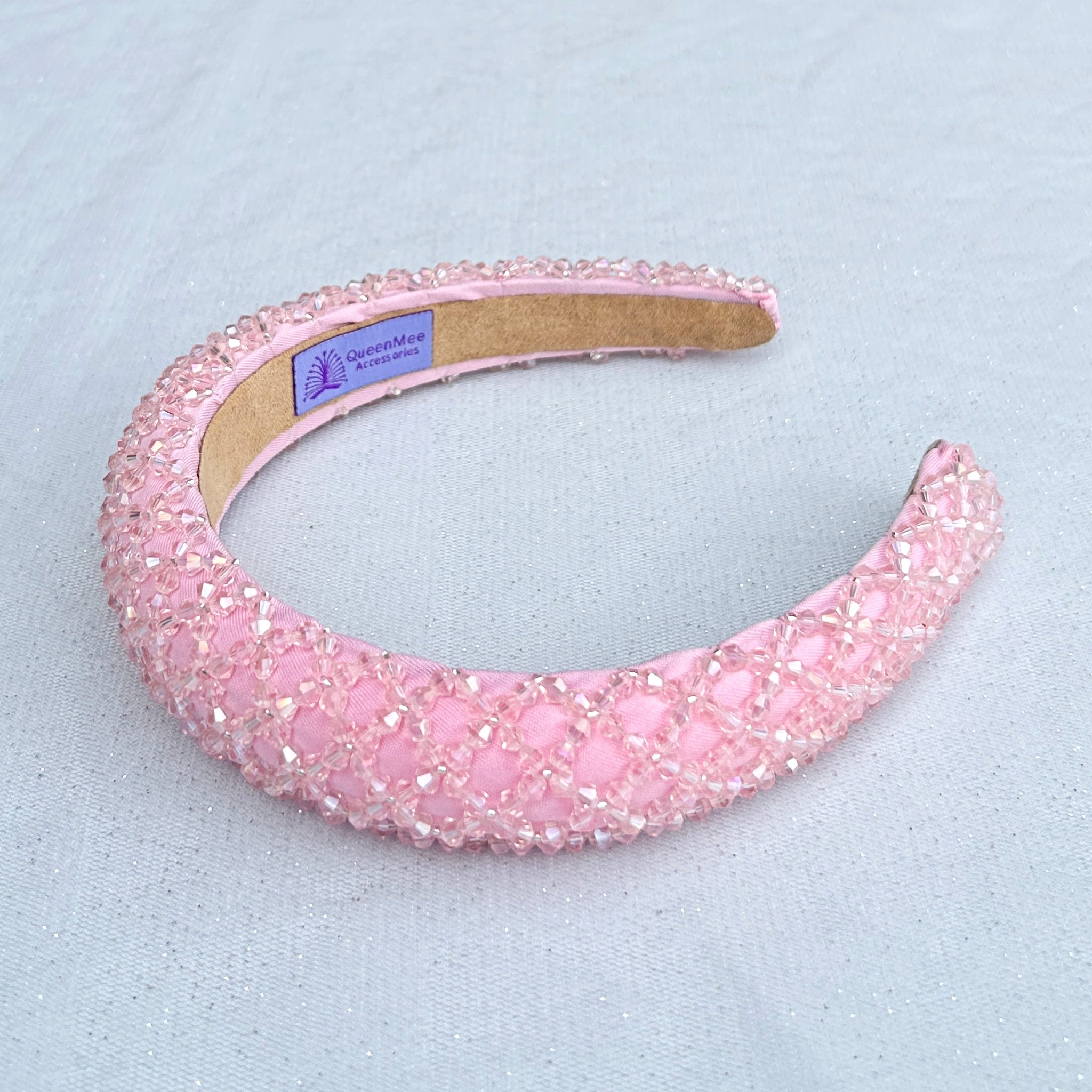 QueenMee Pink Sparkly Headband Beaded Headband