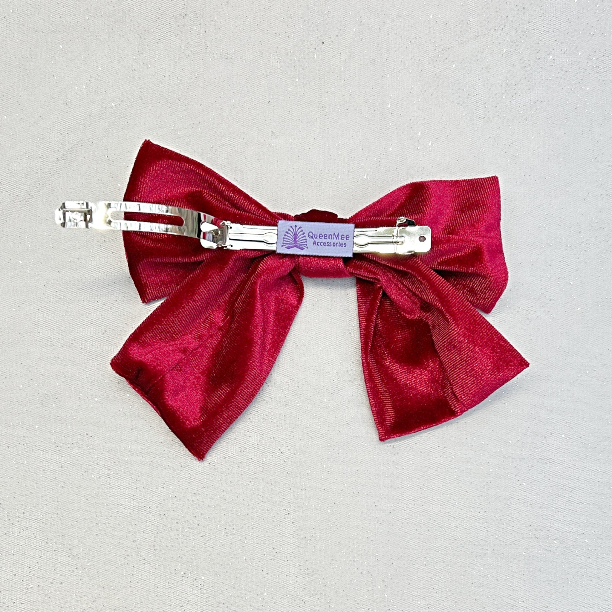 QueenMee Red Hair Bow Velvet Hair Bow Hair Clip