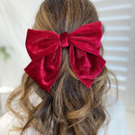 Load image into Gallery viewer, QueenMee Red Hair Bow Velvet Hair Bow Hair Clip
