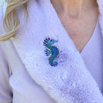 Load image into Gallery viewer, QueenMee Seahorse Brooch Sea Horse Pin Blue Brooch Crystal Brooch
