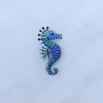 Load image into Gallery viewer, QueenMee Seahorse Brooch Sea Horse Pin Blue Brooch Crystal Brooch
