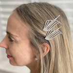 Load image into Gallery viewer, QueenMee Silver Hair Slides Set Art Deco
