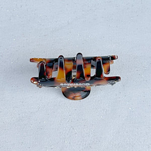 QueenMee Small Hair Claw Tortoiseshell Hair Clip with Jewels