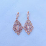 Load image into Gallery viewer, QueenMee Statement Earrings Long Drop Earrings with Crystal
