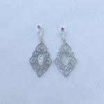 Load image into Gallery viewer, QueenMee Statement Earrings Long Drop Earrings with Crystal
