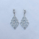 Load image into Gallery viewer, QueenMee Statement Earrings Long Drop Earrings with Crystal
