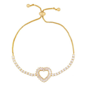 loveRocks Baguette Open Heart Slider Bracelet