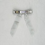 Load image into Gallery viewer, QueenMee Velvet Bow Hair Clip in Grey with Jewels
