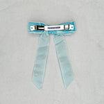 Load image into Gallery viewer, QueenMee Velvet Bow Hair Clip in Light Blue with Jewels
