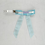 Load image into Gallery viewer, QueenMee Velvet Bow Hair Clip in Light Blue with Jewels
