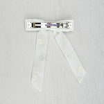 Load image into Gallery viewer, QueenMee Velvet Bow Hair Clip in White with Jewels
