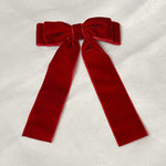 Load image into Gallery viewer, QueenMee Velvet Bow Hair Clip in Red Alligator Clip
