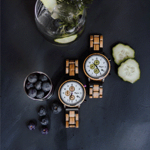 Waidzeit Chronograph GIN White Lemon wooden strap